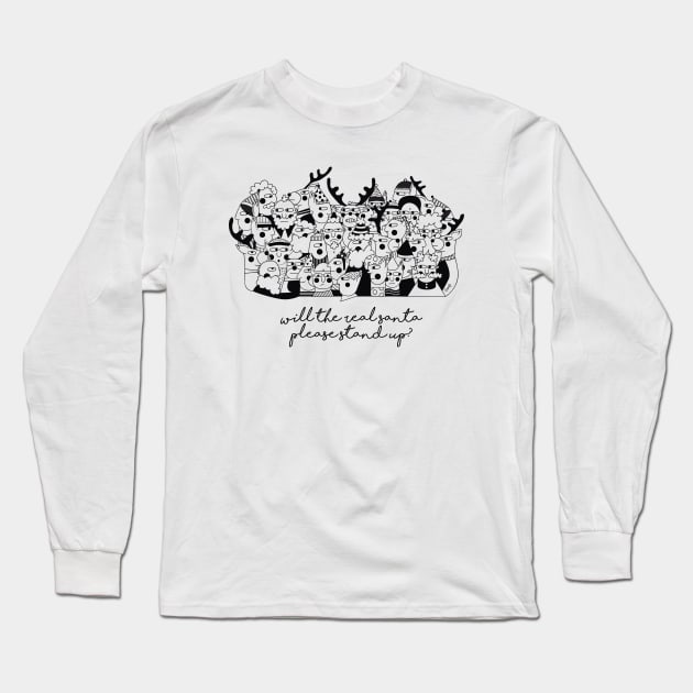 Will the real Santa please stand up? Long Sleeve T-Shirt by damppstudio